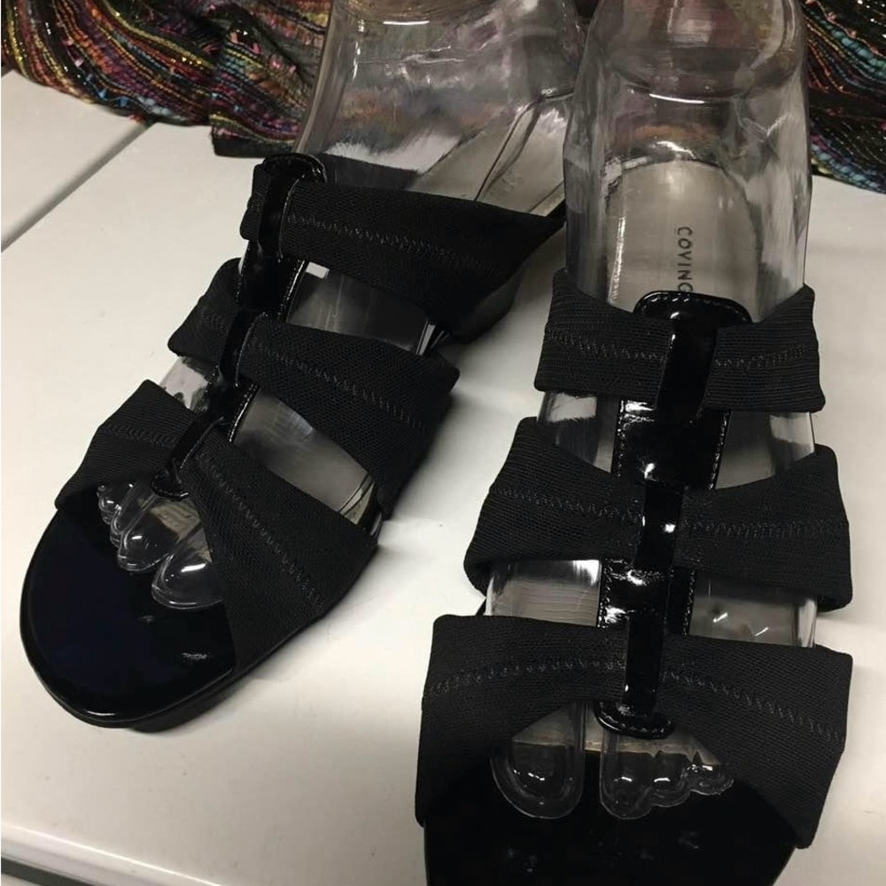Covington Black Therapeutic Sandals with soft straps that stretch to fit
